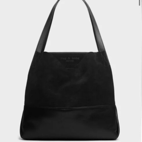 Rag & Bone Black Suede and Leather Tote Bag - Picture 1 of 6